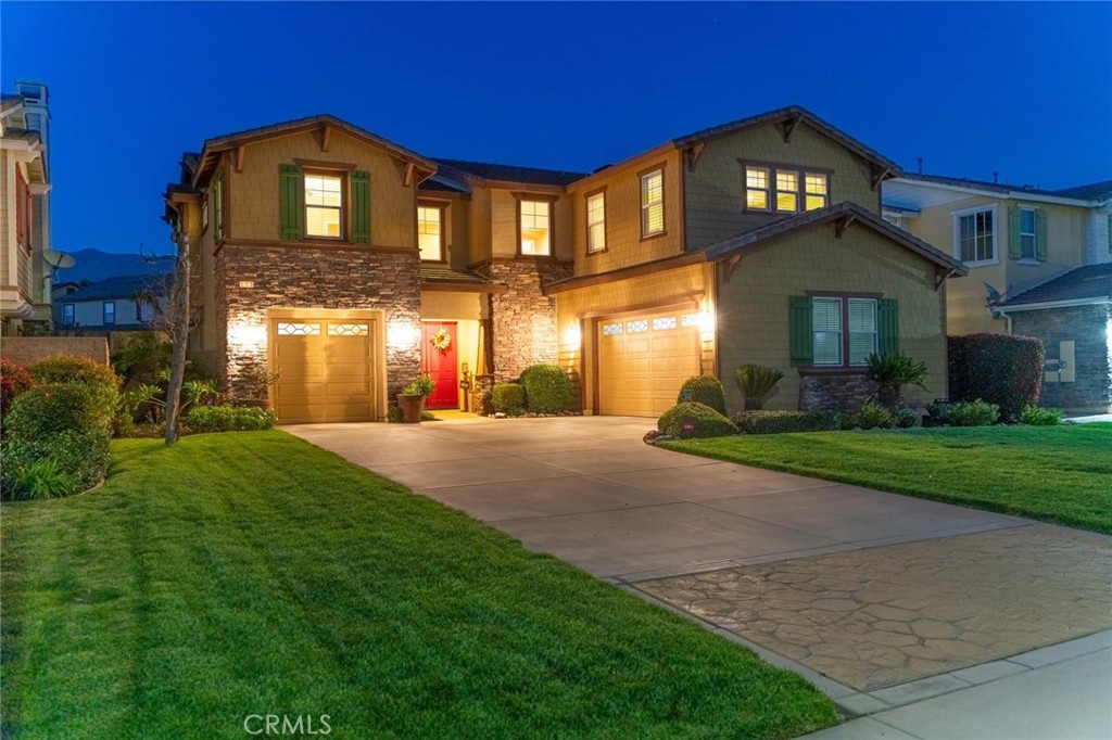 Come one come all to see this beautiful home. Located just a block above Victoria Gardens and in the Etiwanda school district . It won’t last long with 5 bedrooms and 4.5 bath. As you walk thru the double entry doors straight ahead there is a formal living room, formal dining room, our workout room, your choice. Large kitchen with island and bar seating. Double ovens, five burner gas stove and tons of storage. This kitchen is great for entertaining and has large buffet area for those family gatherings. Kitchen is open to the living room for that great room feel. Living room has a gas or wood burning fireplace for those chilly nights. Downstairs bedroom has a full en suite bathroom. Three bedrooms upstairs, two bedrooms with a jack n Jill bathroom and an additional bathroom for the third bedroom. Master suite has a beautiful view of the mountains, large spacious bathroom with a jacuzzi tub and walk-in closet. Upstairs also has a large bonus room and laundry room with sink. Beautifully landscaped backyard with large covered patio that overlooks the mountains. Salt water pool and a jacuzzi for those hot summer days. Pool can be heated and has two beautiful shears, and waterworks on the Baja step. Jumping rock for those times the kids want to jump in the deep end. Beautifully landscaped with lights on the slope and in the flower beds. You won’t wanna miss this home it’s a gem !!