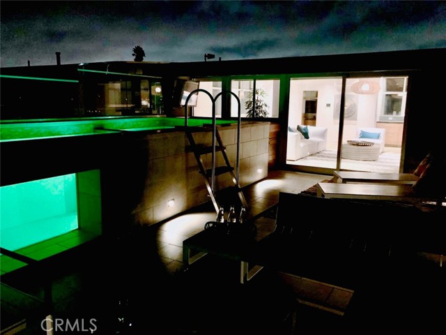 Night shot of pool Observatory window