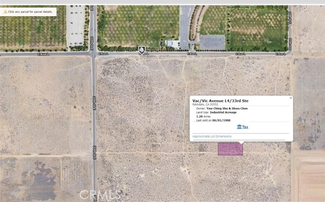 0 Vac/Vic Avenue L4/33rd Ste, Palmdale, California 93552, ,Land,For Sale,0 Vac/Vic Avenue L4/33rd Ste,CRSR24058595