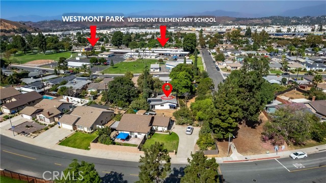 Aerial photo of 1770 Wright St home near Westmont Park and Westmont School