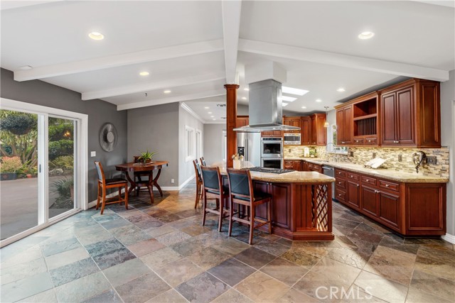 The great room also offers additional dining space.