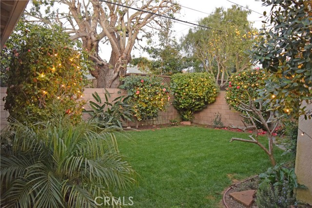 beautifully landscaped private backyard