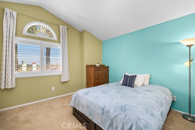 Bedroom one with Vaulted ceilings