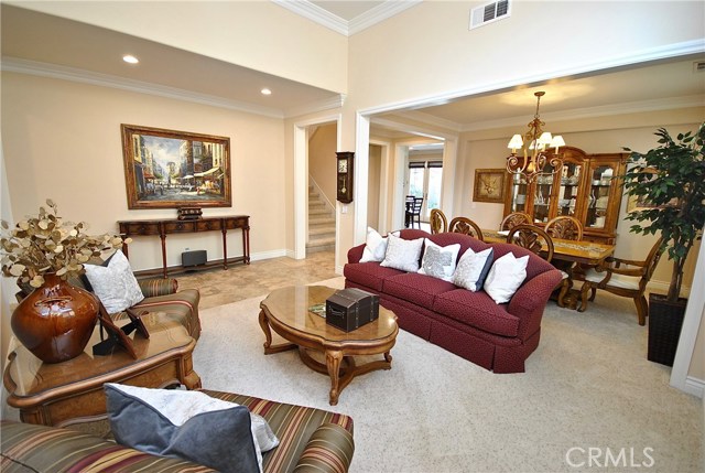 Formal Living & Dining Room with Plush Carpet.