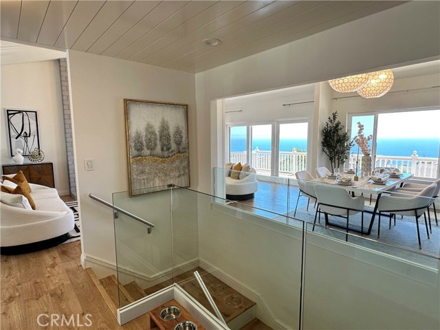 Glass railing at top floor