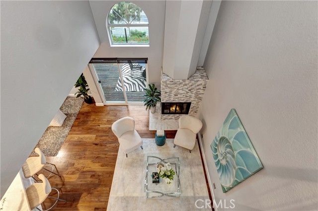 Upstairs view of living room and beautiful views