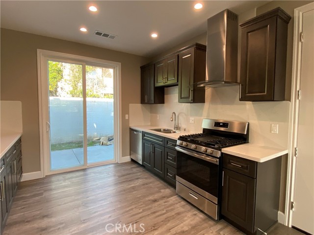1780 S CABANA Avenue B West Covina, California This is a brand new ADU unit, at the back of the house. Enter from driveway at the back. Brand new house was just completed this year. High ceiling with upgraded laminate floor throughout. Sensor light in both bathrooms. Modern and contemporary style. Open kitchen with lots of cabinets. Upgraded quartz counter tops. Stainless steel gas range with European style exhaust fan. Garage was partially converted into the 3rd bedroom. Owner will install blinds before delivery of the house.