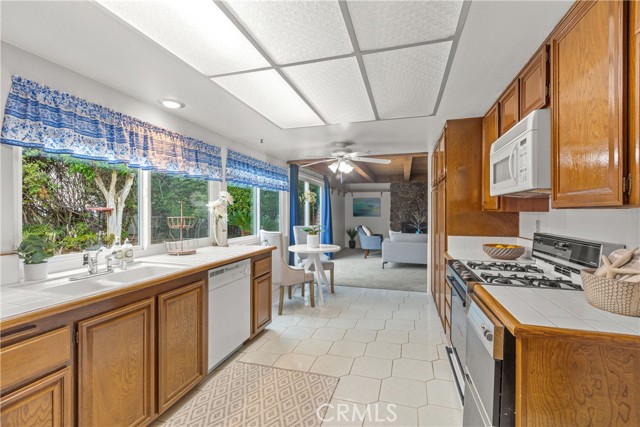 This kitchen offers a substantial amount of natural lighting.