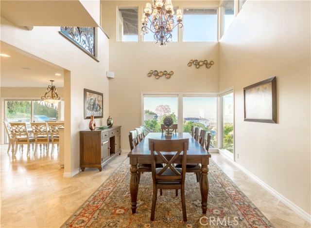 Dining room with a view and dramatic architecture to enhance your dining pleasure.