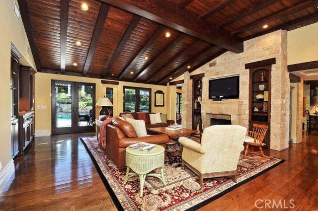 Family Room looking out on the veranda and pool in the back yard