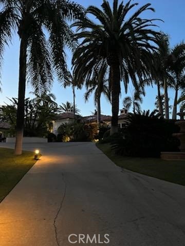 Same driveway but evening view.