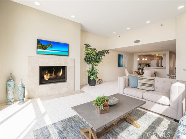 Living Room with Wood Burning Fireplace