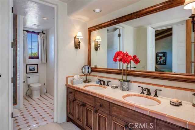 upstairs bathroom with Satillo spanish tiles