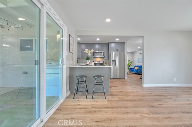 Family Room w/New energy efficient sliding glass doors. Right side