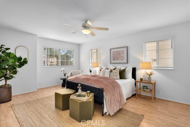 Spacious and bright primary bedroom.