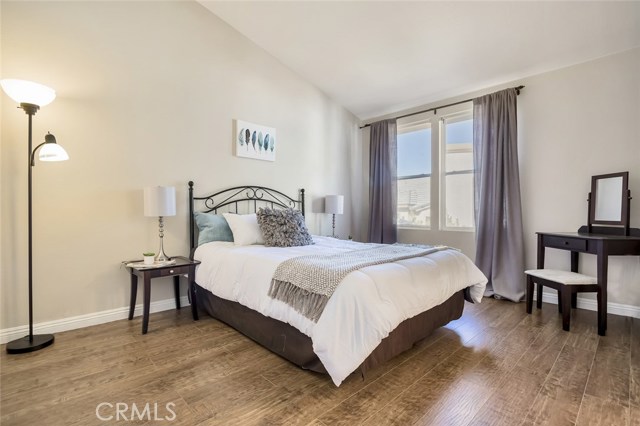 Master bedroom with cathedral ceilings