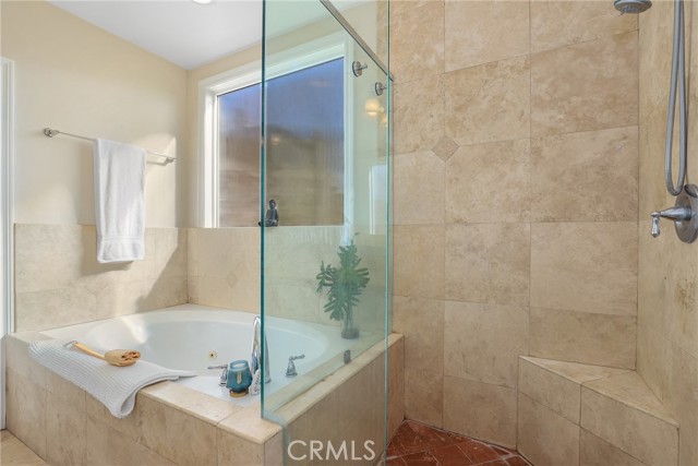 Shower and soaking tub in the Primary Suite.