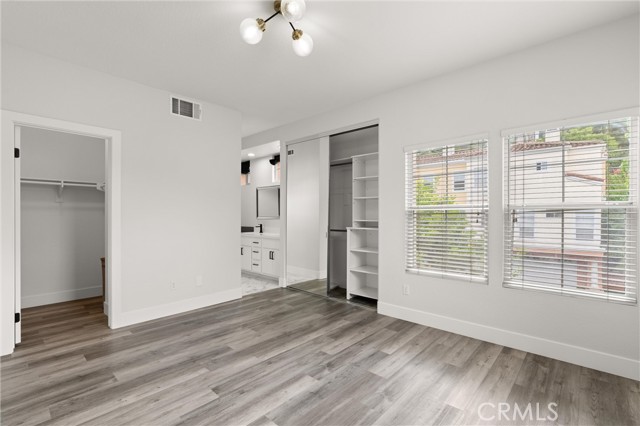 Master bedroom suite walk-in closet and regular closet