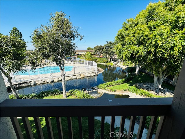 Master bedroom balcony pool view