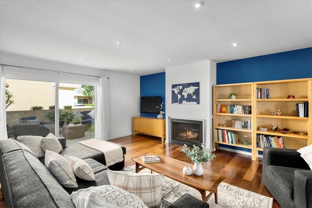 Living room with large patio off