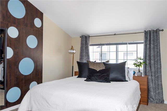 Primary bedroom with west-facing window