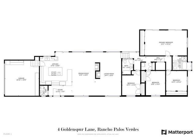 4 Goldenspur Lane, Rancho Palos Verdes, California 90275, 4 Bedrooms Bedrooms, ,1 BathroomBathrooms,Residential,Sold,Goldenspur,PV22007354