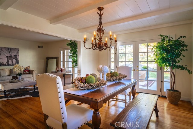 The dining room offers French doors to the entertainers patio and backyard.