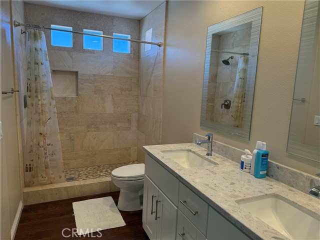 fully updated master bath with double sinks