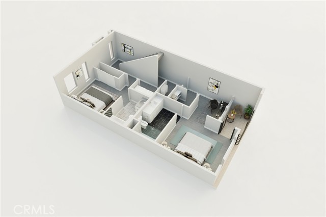 middle 3 BR (front block) floor plan rendering