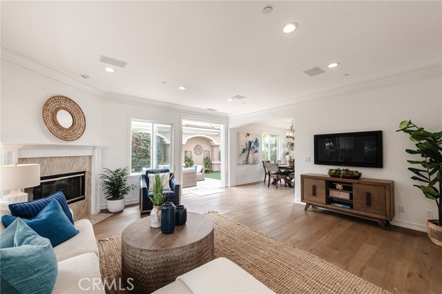 The spacious living room opens out to the generous patio