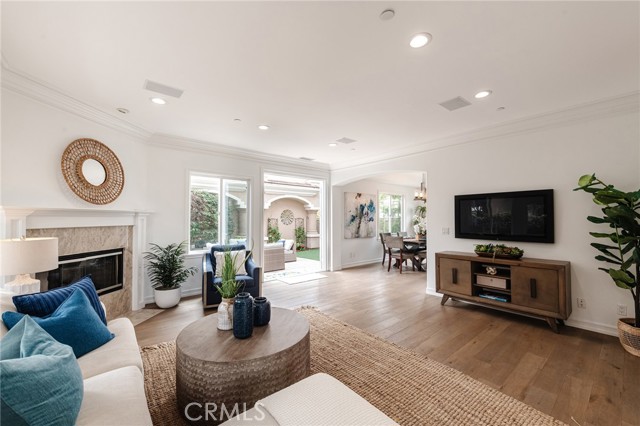 The spacious living room opens out to the generous patio