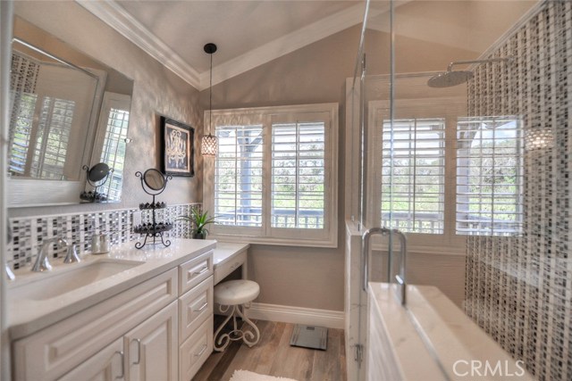 The luxurious master bathroom also included a vanity!