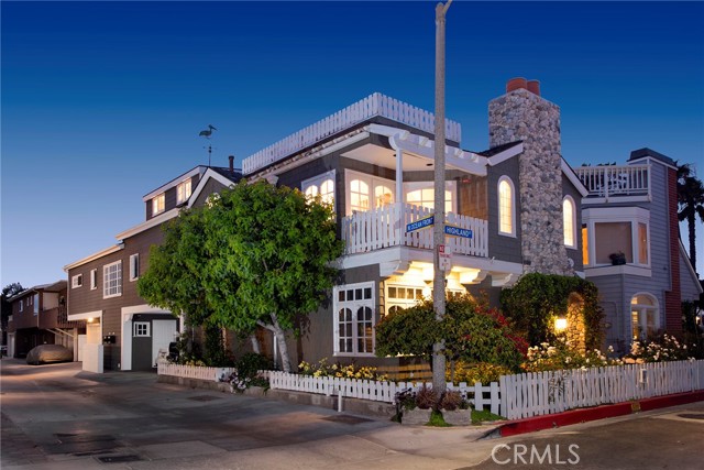 107 Highland Street Newport Beach, California Paradise awaits you just steps from the sand in the serene and quiet part of West Newport, just one house off the beach. The main house lives like a single family home, with over 2000 square feet of living space, 3Br, and 3Ba. The guest house has 3Br, 2Ba with over 1100 square feet of living space, plus there is also a studio unit with wet bar and full bathroom-great as an office or guest suite. The oversized corner lot allows for numerous full on ocean views. This charming Cape Cod style home has the kitchen, living areas and deck on the second floor with ample ocean views and breezes, and the master suite on the private third floor has a loft/living area and two viewing decks with gorgeous ocean views. The guest house has a nice kitchen that opens out to the living/dining areas, its own entrance and is above the garage with some ocean views. This is a wonderful place for guests or as a beach rental in this ideal location. There is parking for 4 cars-2 single car garages and 2 carport spaces-unheard of at the beach! Hop on your bikes and head north on the boardwalk to Huntington Beach or south to all the shops and restaurants at the beach in Newport Beach. Walk out the door and take a stroll on the beach as the sun sets over Catalina Island. Live in an almost oceanfront property without paying oceanfront prices! Life is Better at the Beach!!