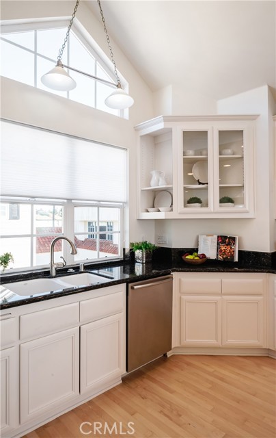 Kitchen with high volume ceilings