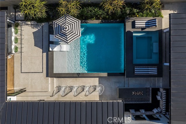 View of the fun zone from above.  Pool includes Baja Shelf and Serious Swim Jets for aquatic athletes