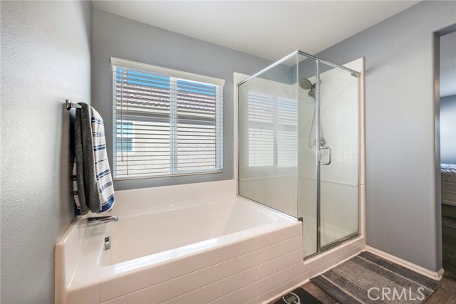 Master bath w/ separate tub and walk in shower