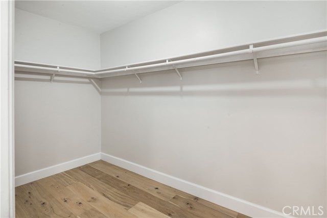 Generous primary walk-in closet.