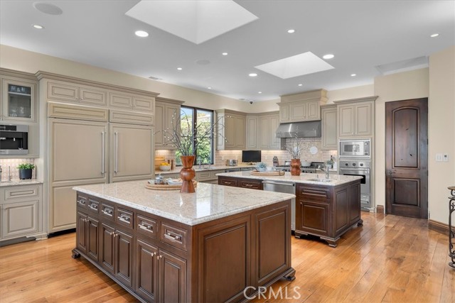 Two massive kitchen islands for entertaining