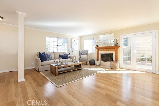 Living Room, fireplace, French Doors to patio