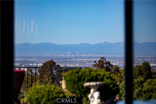 Looking through the glass to Downtown Los Angeles