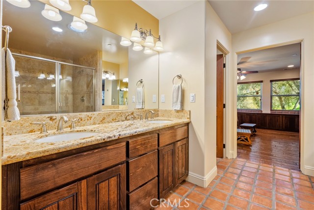 The bathroom is a luxurious place to unwind at the end of the day.