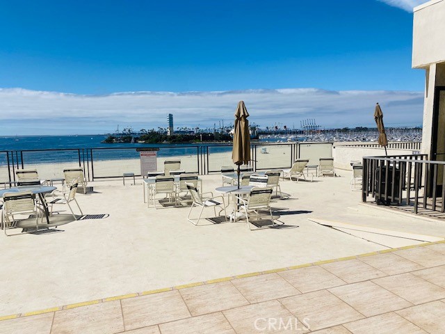Pool deck ocean view community space