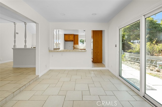 Looking into kitchen from dining room.