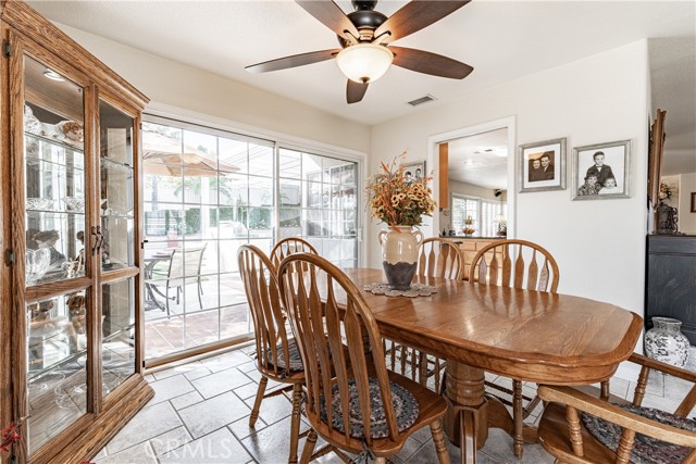 Dining room with slider to backyard