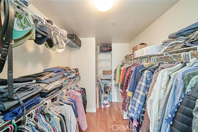 Walk-in closet in master bedroom