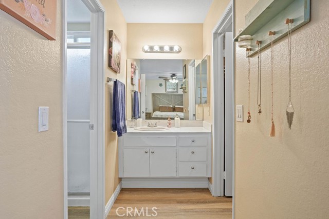 Bathroom on the left - walk-in closet on the right!