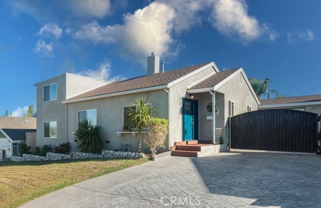 Large private driveway with security gate