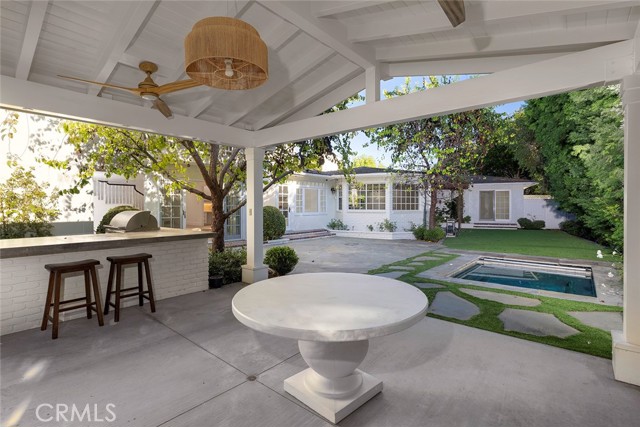 View of outdoor pergola