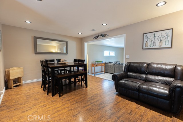 Living room/seating area into extended dining room