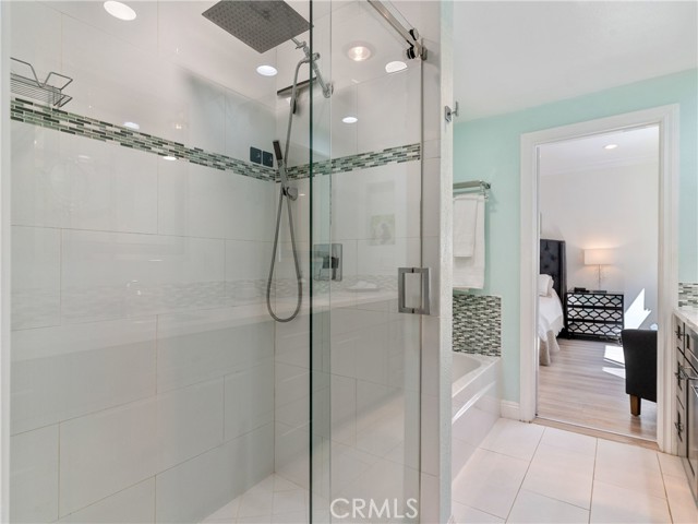 Master bathroom with modern fixtures.